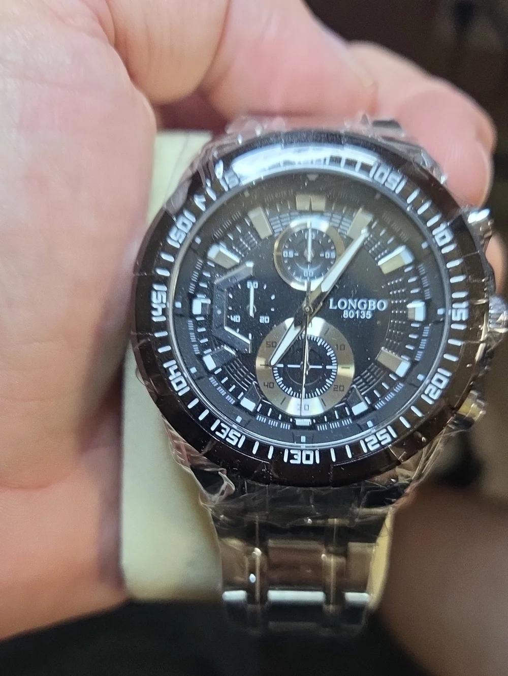 Men's Black Stainless Steel Chronograph Watch